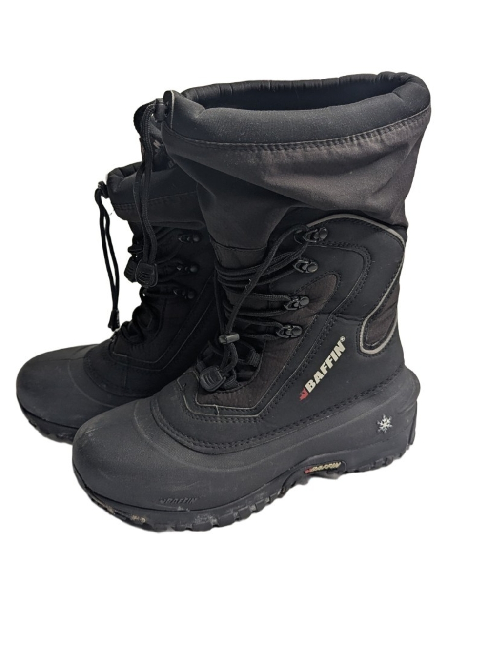 Baffin Women Flare Black Snow Boots Synthetic Lace Up Mid-Calf Round Toe Size 9